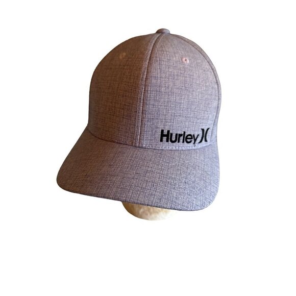 Hurley Flexfit Hat Gray Heathered 70% Polyester 28% Rayon 2% Spandex Adjustable - Picture 1 of 6